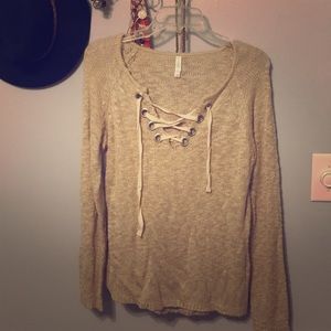 Lace up sweater